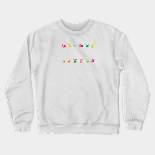 Colorful baby hand prints Crewneck Sweatshirt by GULSENGUNEL